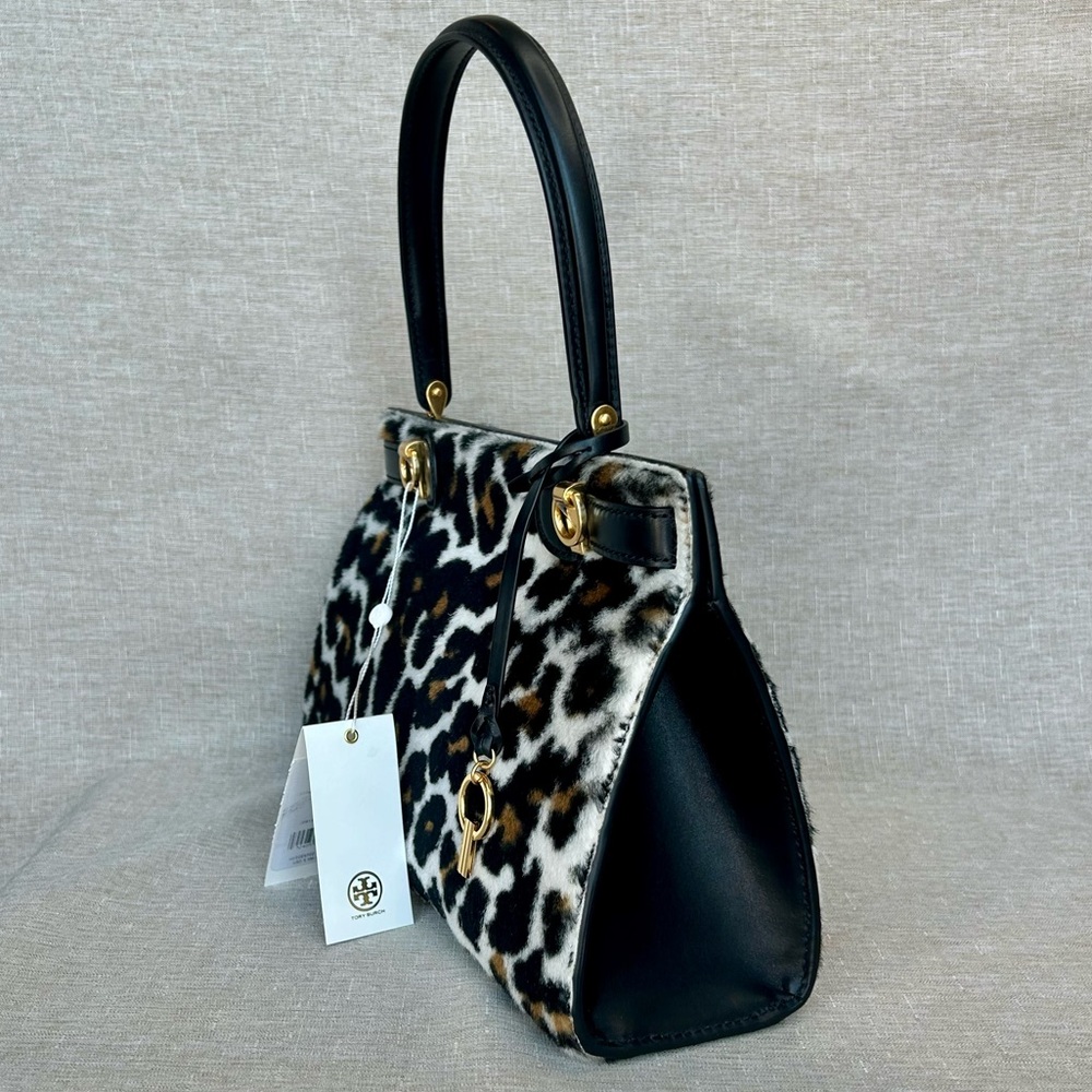 NWT Tory Burch Lee Radziwill Structured Leopard Shearling Bag - Picture 5 of 11
